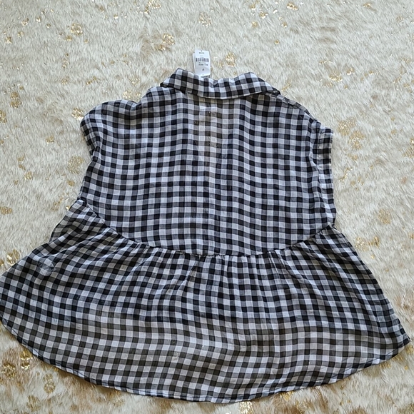 LF Millau Black White Gingham Babydoll Blouse - Picture 4 of 5